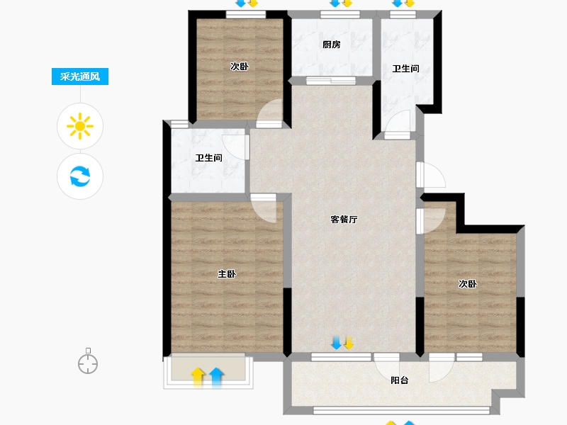 山东省-聊城市-民生·城市玖玺北区-91.52-户型库-采光通风