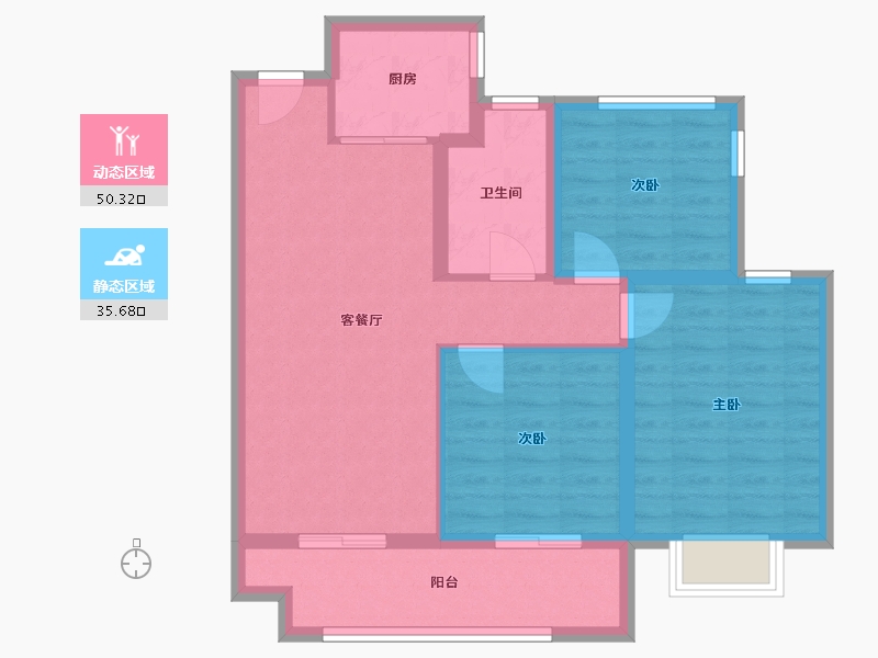 安徽省-合肥市-保利紫云-76.66-户型库-动静分区