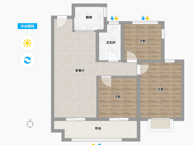 安徽省-合肥市-保利紫云-76.66-户型库-采光通风