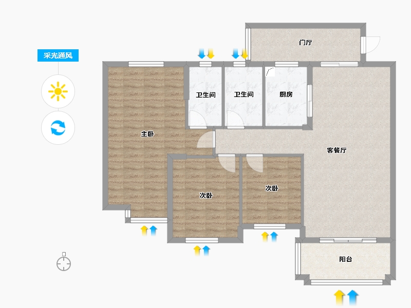 广东省-江门市-新会碧桂园-116.00-户型库-采光通风