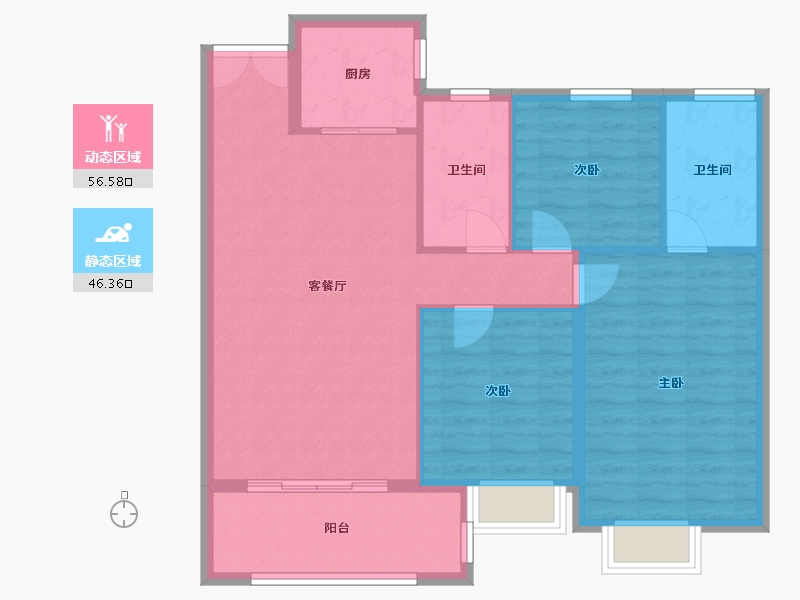 江西省-吉安市-滨江·翡翠学府-93.79-户型库-动静分区