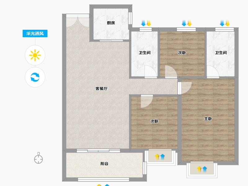 江西省-吉安市-滨江·翡翠学府-93.79-户型库-采光通风