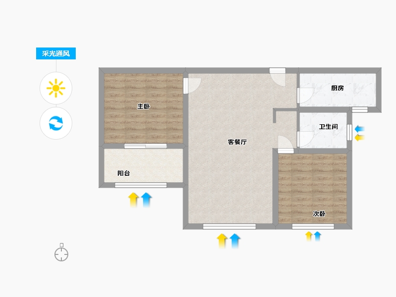 山东省-枣庄市-祥云·奥体华府-70.00-户型库-采光通风