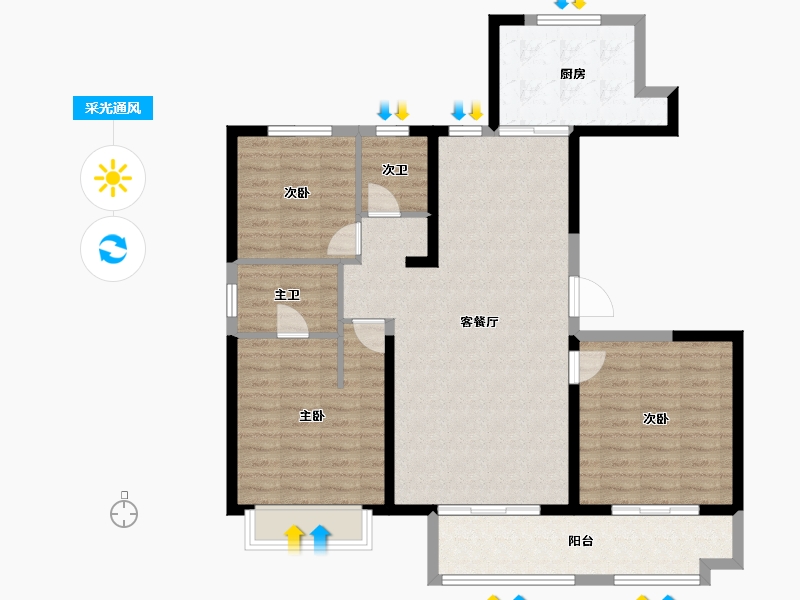 甘肃省-天水市-金田·仁和居-105.83-户型库-采光通风