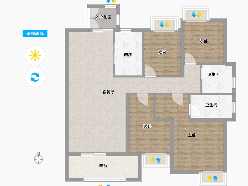 江西省-吉安市-滨江·翡翠学府-109.90-户型库-采光通风