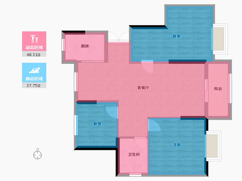 浙江省-丽水市-腾龙三期-77.00-户型库-动静分区