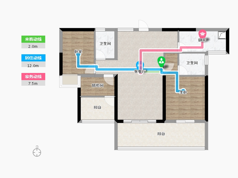 广东省-韶关市-碧桂园太阳城-90.63-户型库-动静线