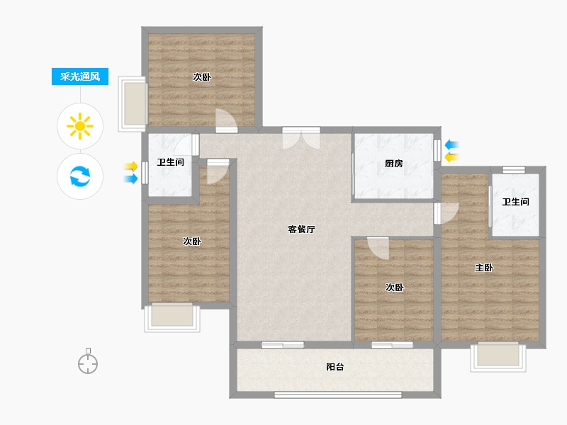 江西省-吉安市-滨江·翡翠学府-114.40-户型库-采光通风