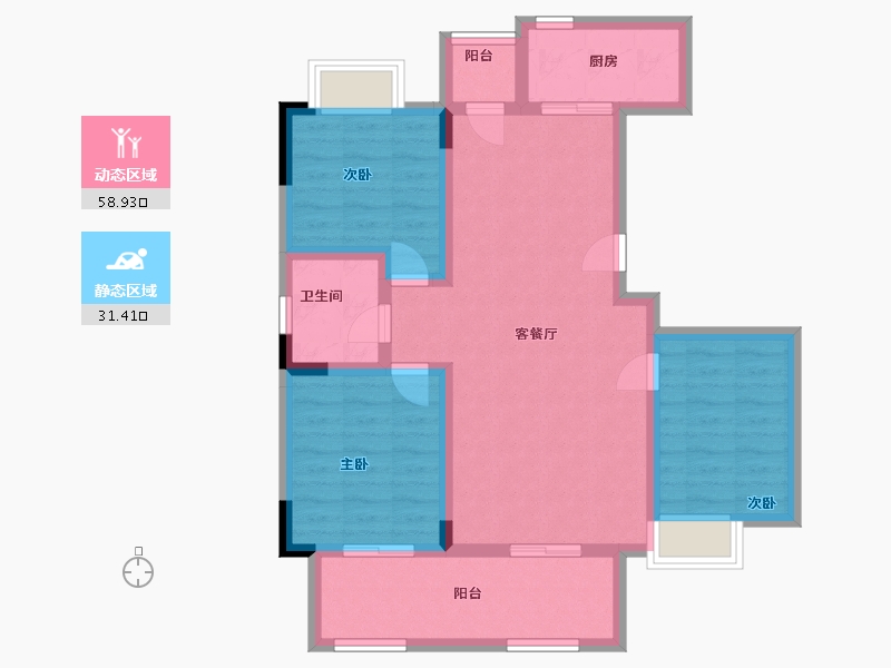 江苏省-南通市-银海公馆-80.00-户型库-动静分区