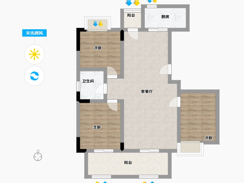 江苏省-南通市-银海公馆-80.00-户型库-采光通风