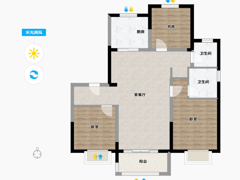 山东省-济南市-悦城壹品-92.00-户型库-采光通风