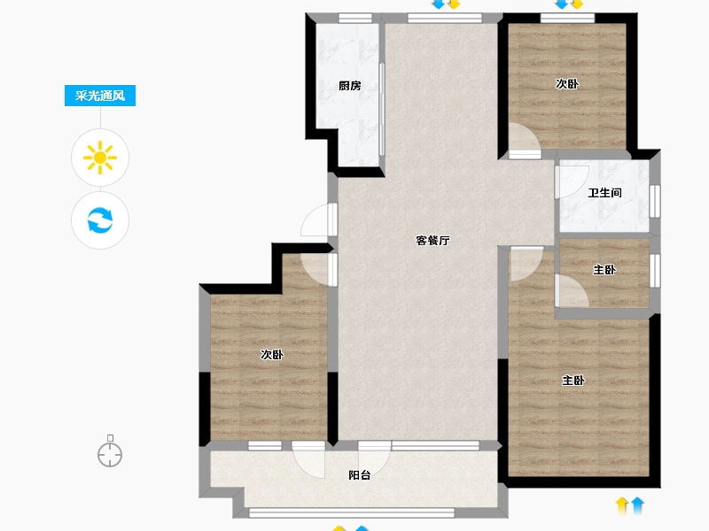 山东省-聊城市-民生·城市玖玺北区-96.79-户型库-采光通风