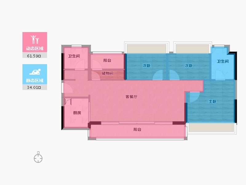 广东省-广州市-中建弘阳德信·湾璟壹号-85.60-户型库-动静分区