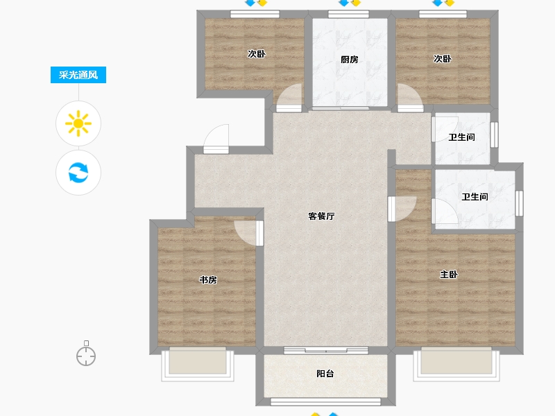 天津-天津市-中建锦绣丽城当红Pro-100.00-户型库-采光通风