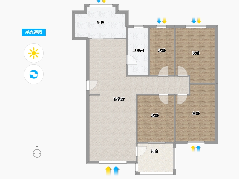 山东省-淄博市-中房翡翠园-124.60-户型库-采光通风