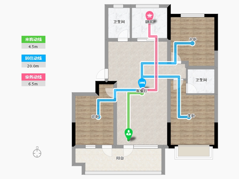 山东省-聊城市-星光·桃李天阅-94.40-户型库-动静线