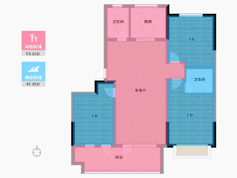 山东省-聊城市-星光·桃李天阅-94.40-户型库-动静分区