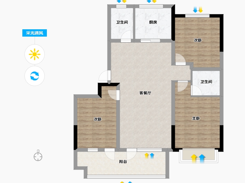 山东省-聊城市-星光·桃李天阅-94.40-户型库-采光通风