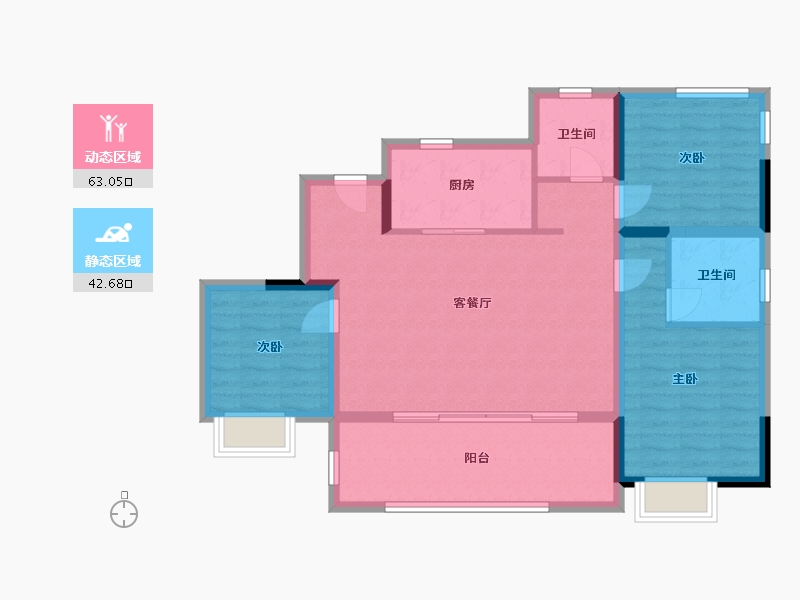 安徽省-合肥市-金辉云缦熙境花园-95.20-户型库-动静分区