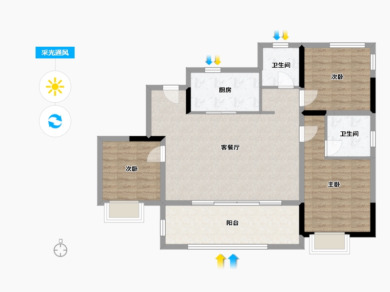 安徽省-合肥市-金辉云缦熙境花园-95.20-户型库-采光通风