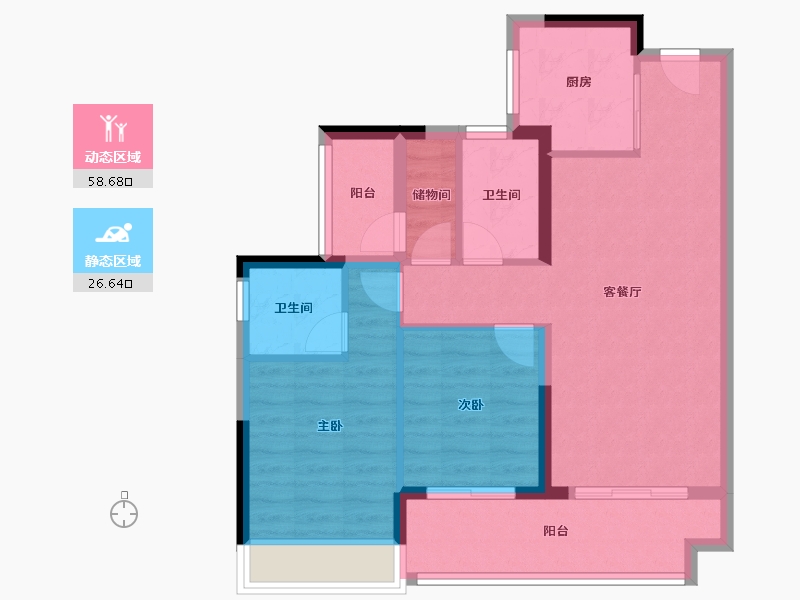 广东省-广州市-中建弘阳德信·湾璟壹号-76.01-户型库-动静分区