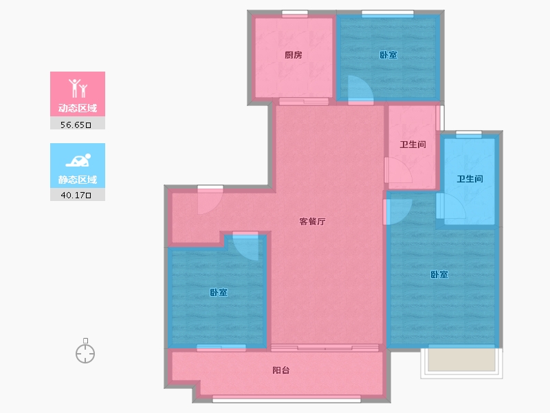 山东省-济南市-银丰御玺-86.40-户型库-动静分区