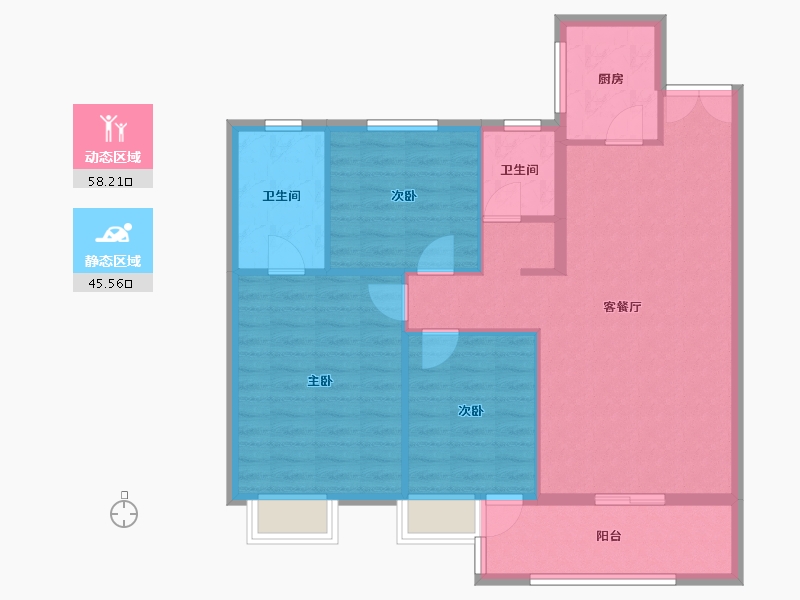 江西省-吉安市-滨江·翡翠学府-94.48-户型库-动静分区