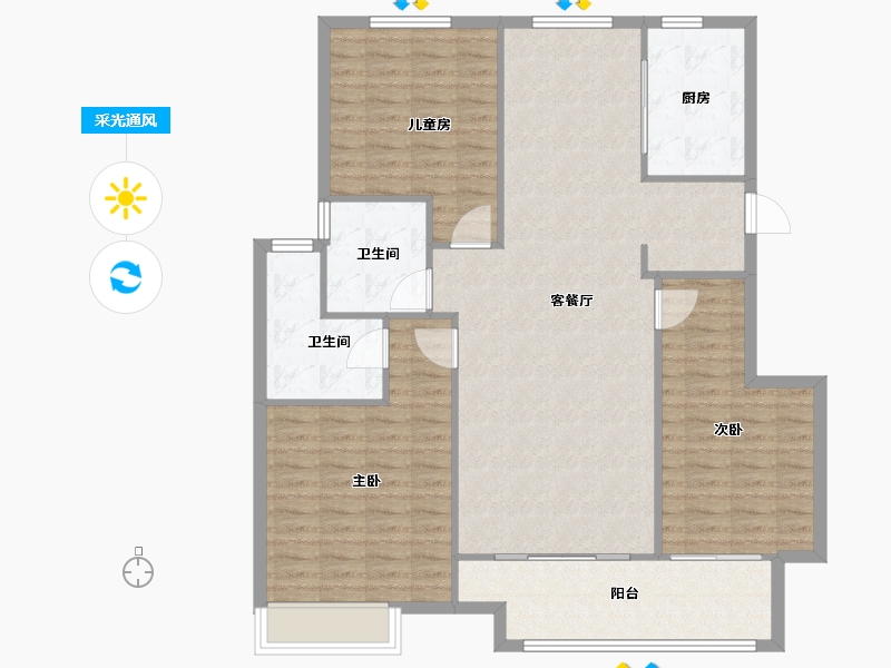 江苏省-徐州市-万科熙望-120.00-户型库-采光通风