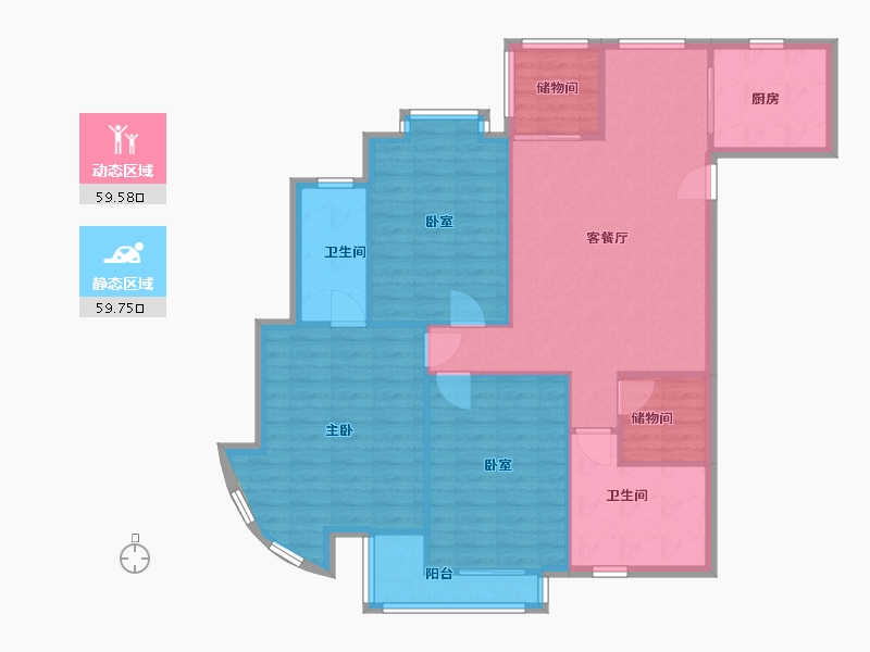 浙江省-台州市-万家华庭-109.42-户型库-动静分区