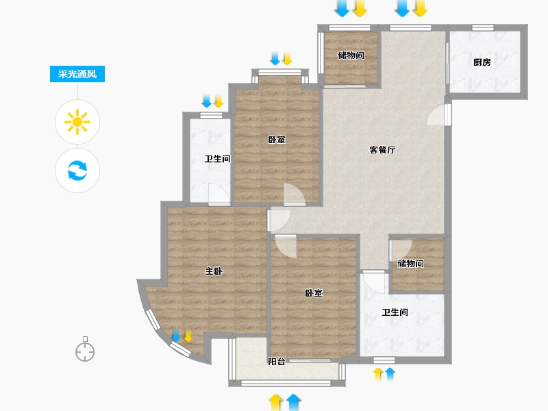 浙江省-台州市-万家华庭-109.42-户型库-采光通风