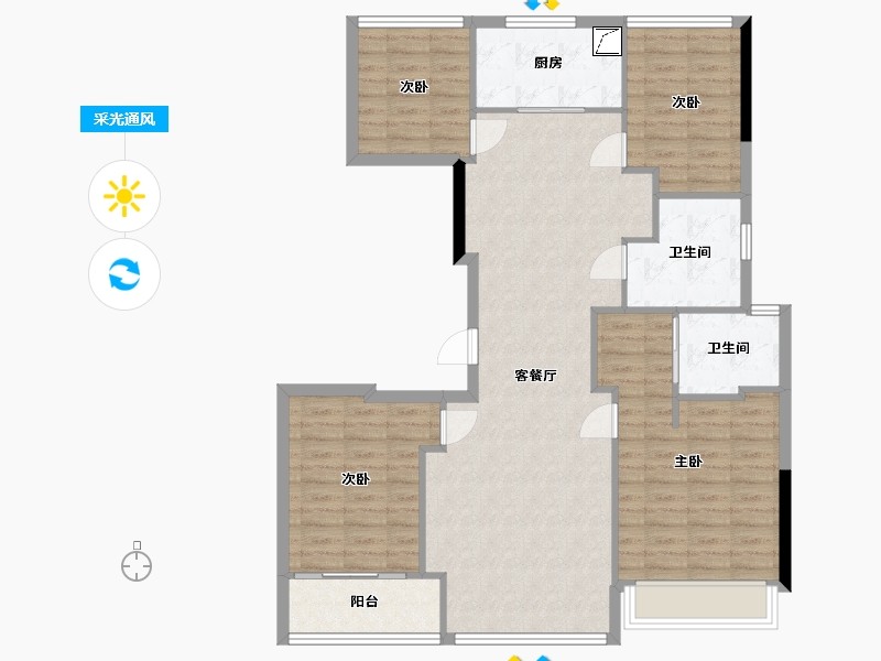 浙江省-台州市-天辰誉府-112.00-户型库-采光通风