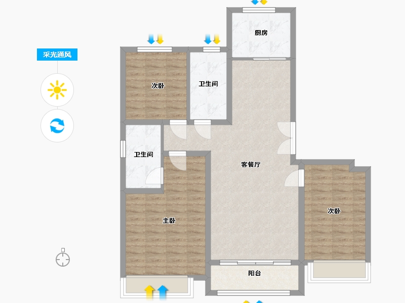 山东省-聊城市-壹号院-100.00-户型库-采光通风