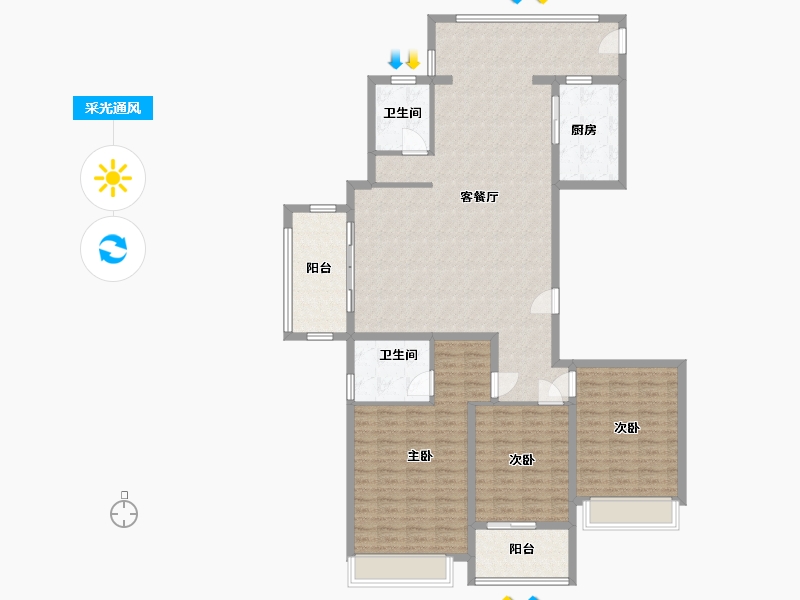 浙江省-杭州市-前乐佳苑-140.00-户型库-采光通风