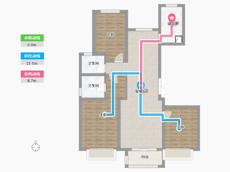 北京-北京市-朝运府（中铁十六局小区拆改房）-106.00-户型库-动静线