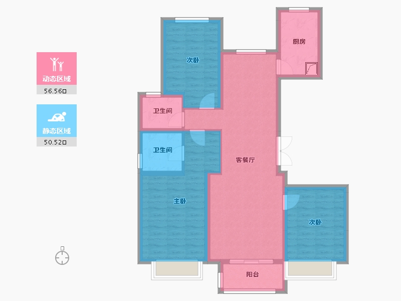 北京-北京市-朝运府（中铁十六局小区拆改房）-106.00-户型库-动静分区