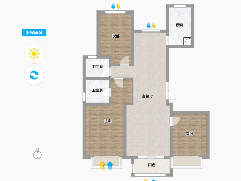 北京-北京市-朝运府（中铁十六局小区拆改房）-106.00-户型库-采光通风