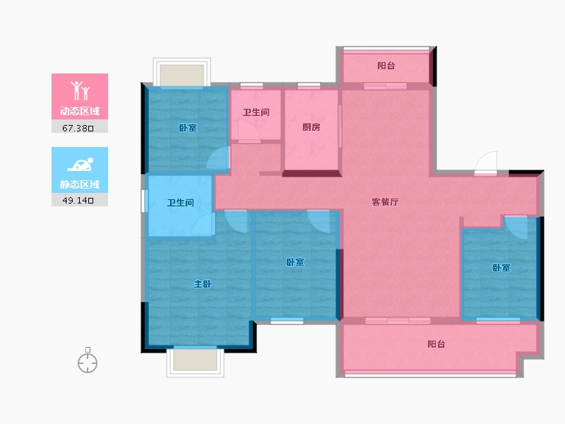 江西省-上饶市-东投·壹中华府-104.81-户型库-动静分区