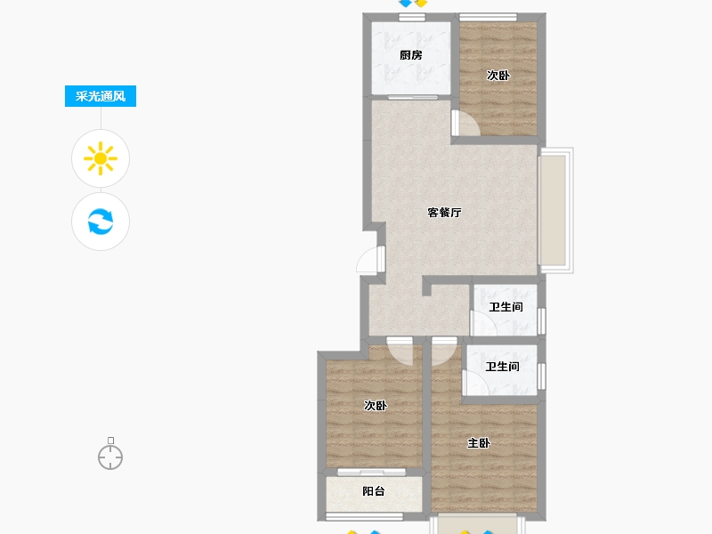 山东省-聊城市-阳谷贵和园小区-74.41-户型库-采光通风