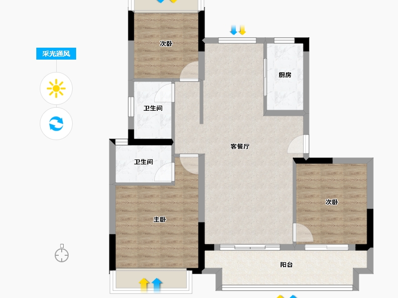 福建省-南平市-建发·叁里云庐-86.67-户型库-采光通风