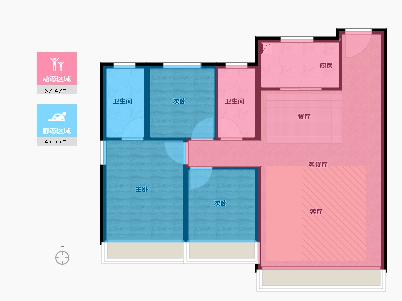 甘肃省-兰州市-龙湖·天璞-100.80-户型库-动静分区