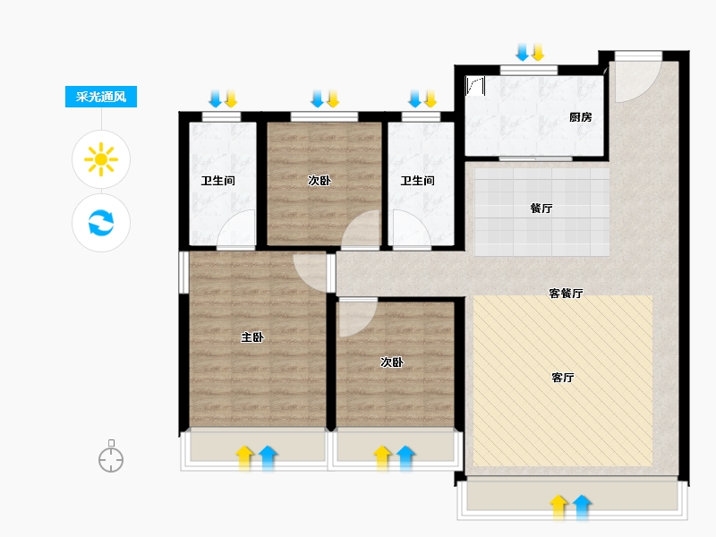 甘肃省-兰州市-龙湖·天璞-100.80-户型库-采光通风