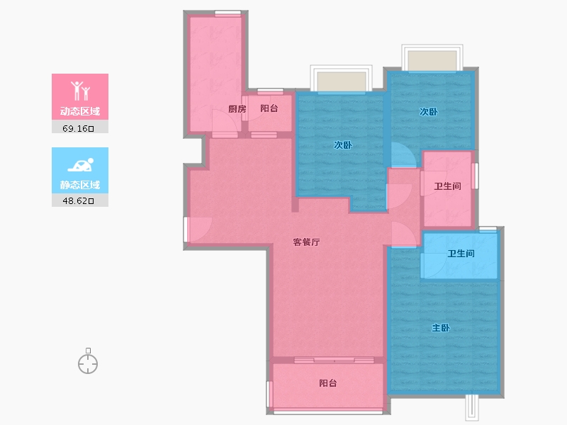 广东省-揭阳市-揭阳恒大悦龙台-105.68-户型库-动静分区