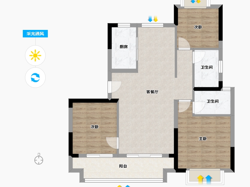 福建省-南平市-建发·叁里云庐-85.67-户型库-采光通风