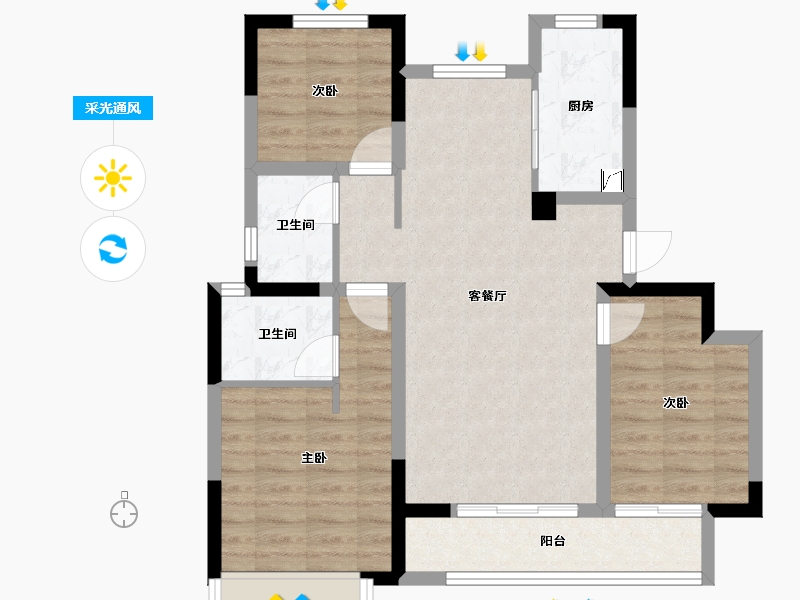 山东省-济南市-城投逸山府-89.98-户型库-采光通风