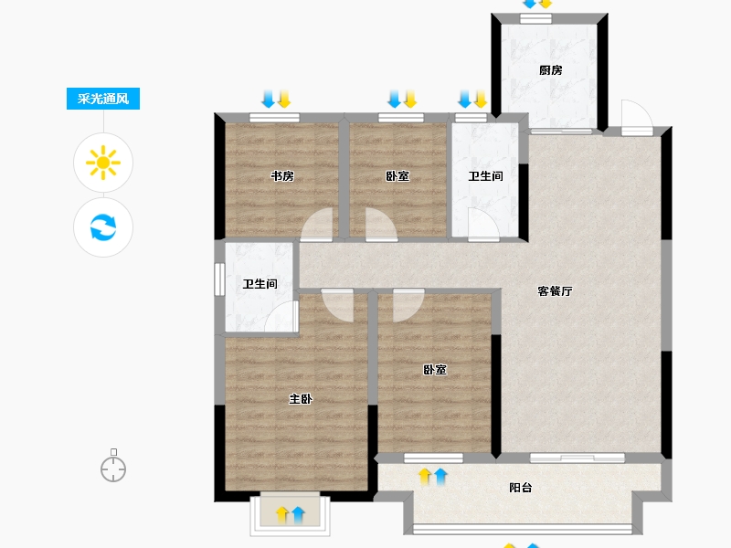 江西省-上饶市-汇佳·学府名城-100.80-户型库-采光通风