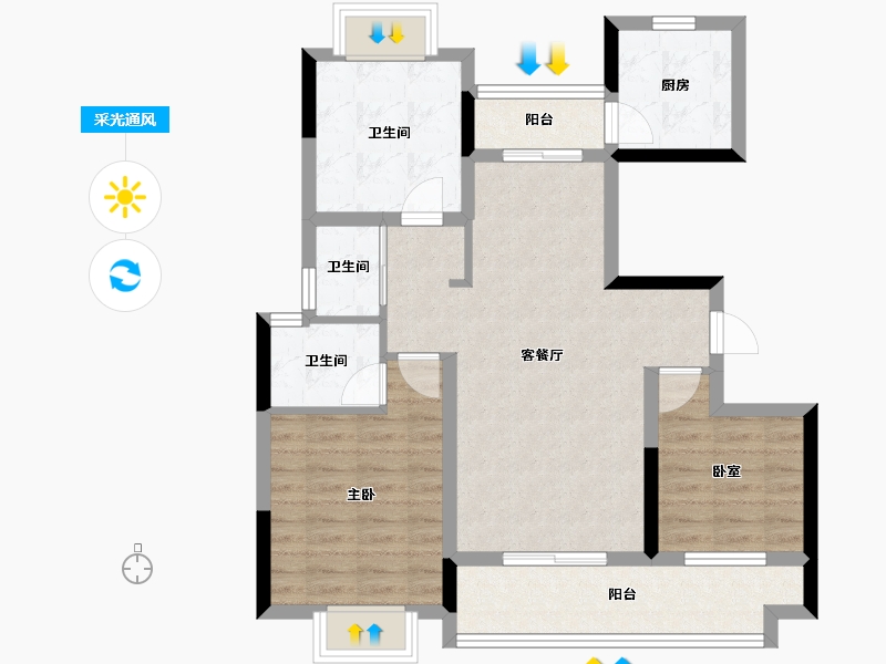 江西省-上饶市-汇佳·学府名城-80.05-户型库-采光通风