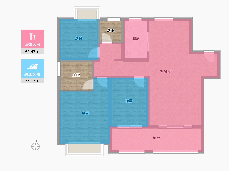 江苏省-南京市-星叶瑜憬尚府-96.51-户型库-动静分区