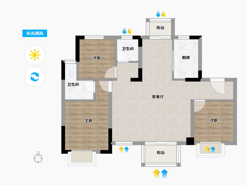 四川省-成都市-锦绣尚宸-78.63-户型库-采光通风