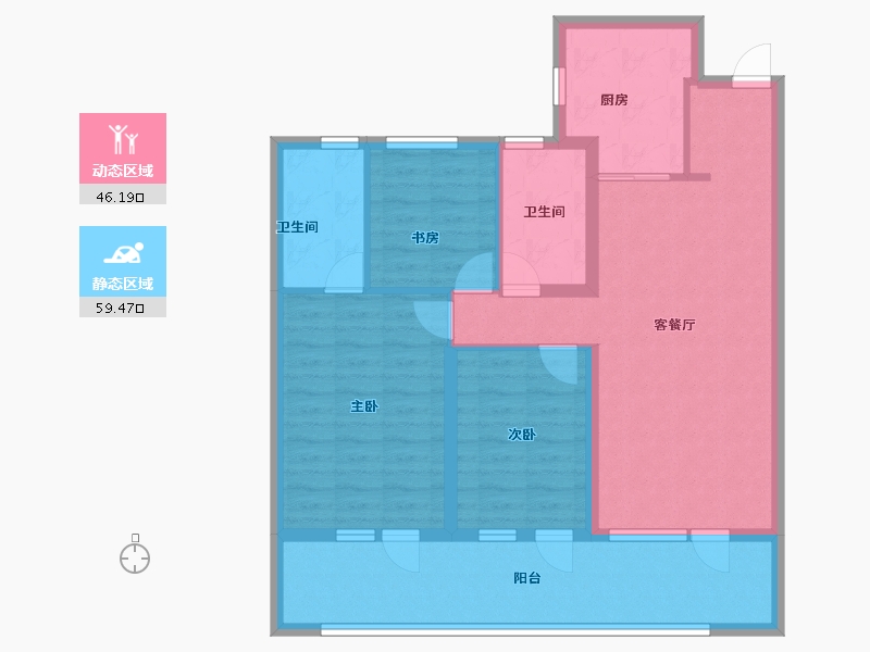 山东省-青岛市-华新园·央和府-94.40-户型库-动静分区