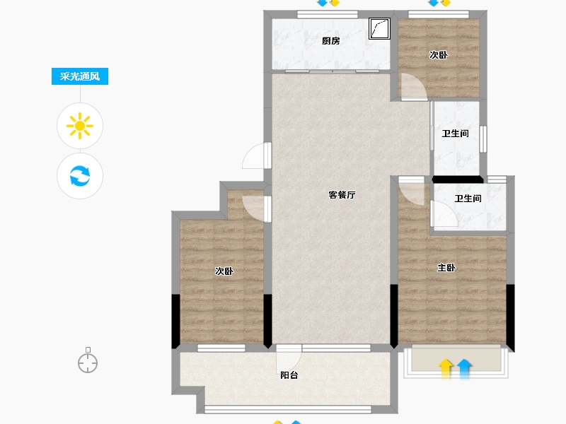 山东省-聊城市-莘县汇丰·陶然居-93.70-户型库-采光通风